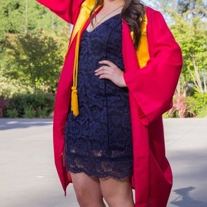 Astr Navy Blue Midi Dress